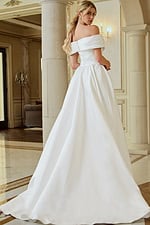 fit and flare long off the shoulder wedding dress JB45169