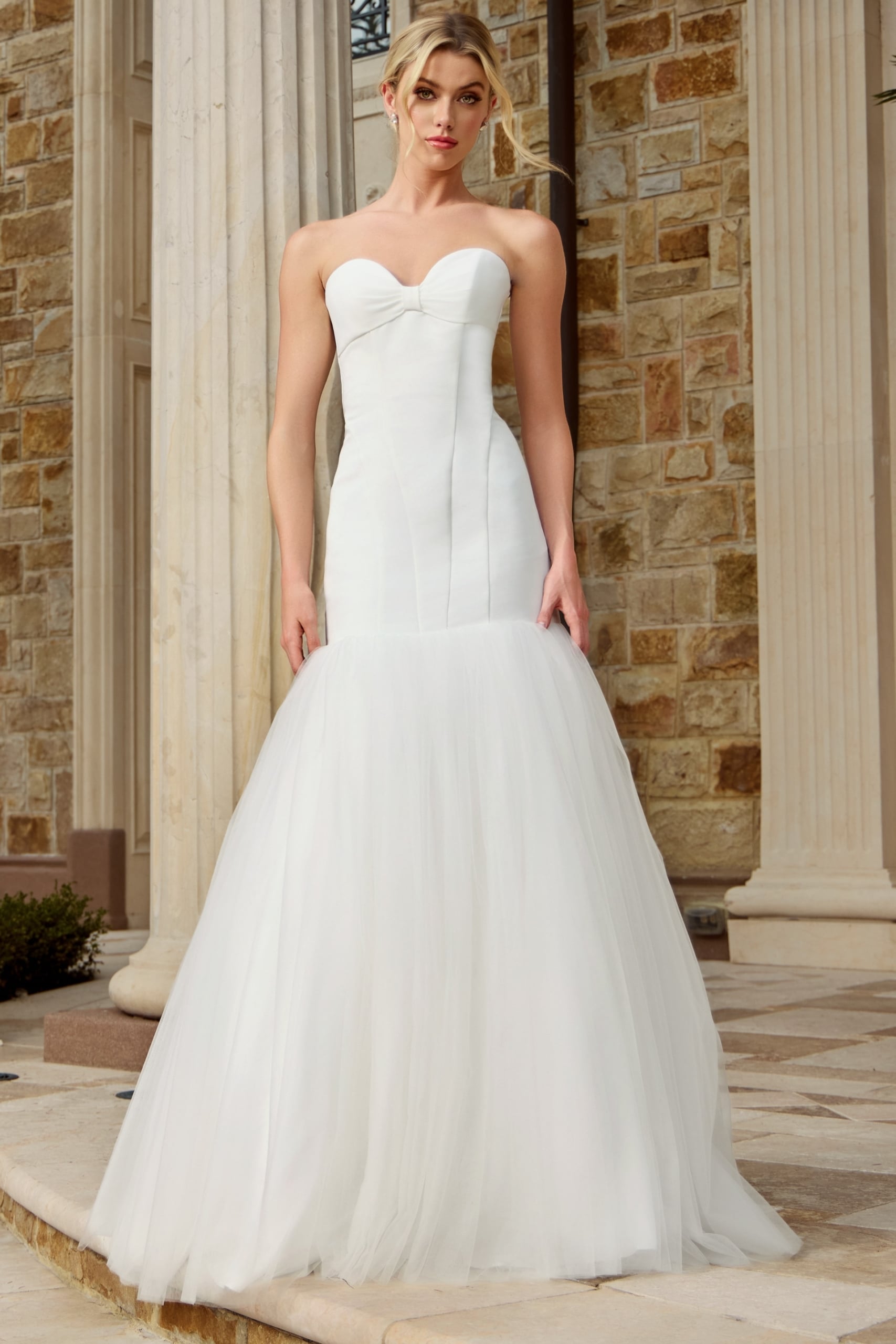 Strapless Mermaid Wedding Dress With Tulle Skirt JB45361 | Jovani