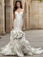 v neckline mermaid white dress JB45569