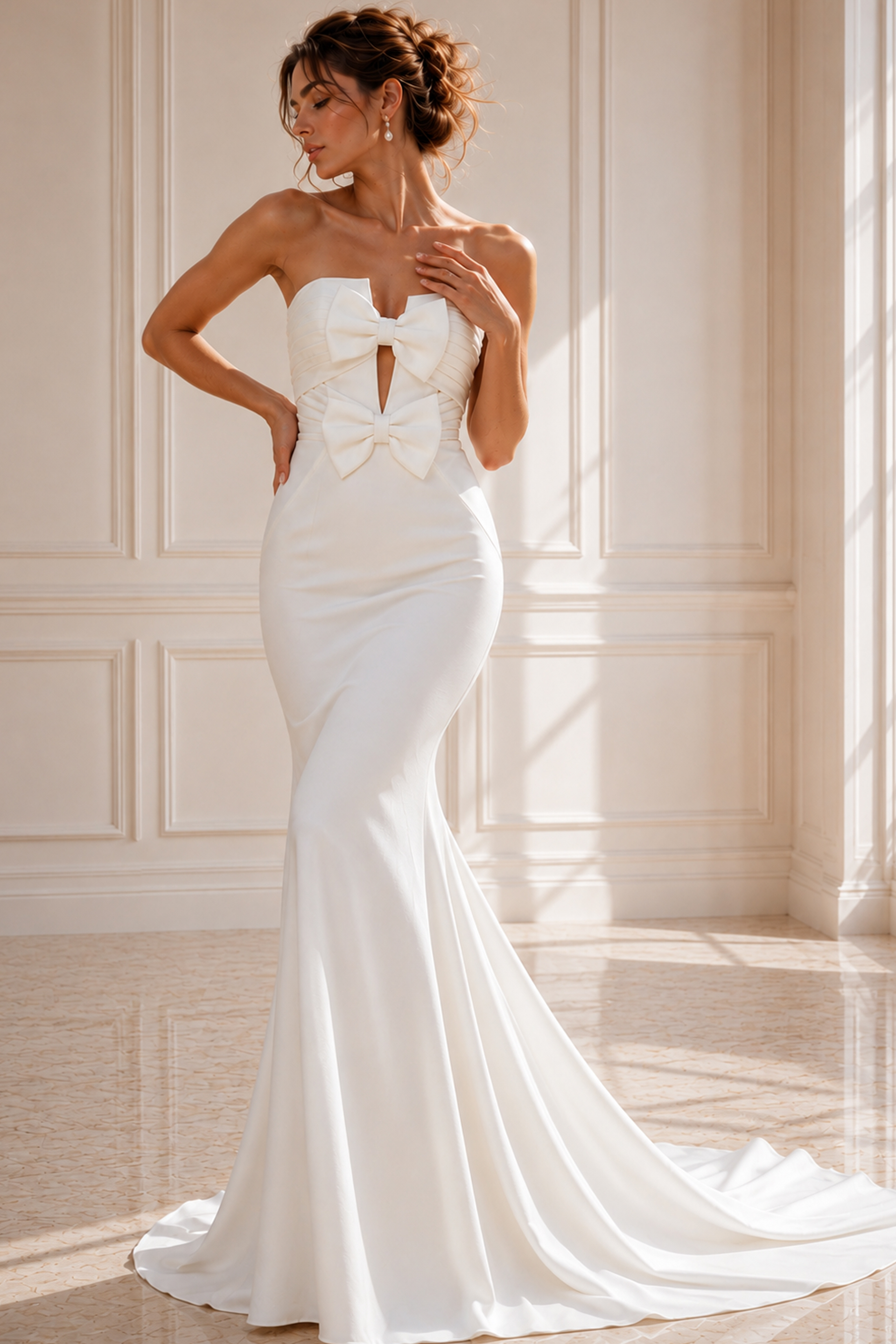 JB45671-10 strapless mermaid dress with bow details JB45671