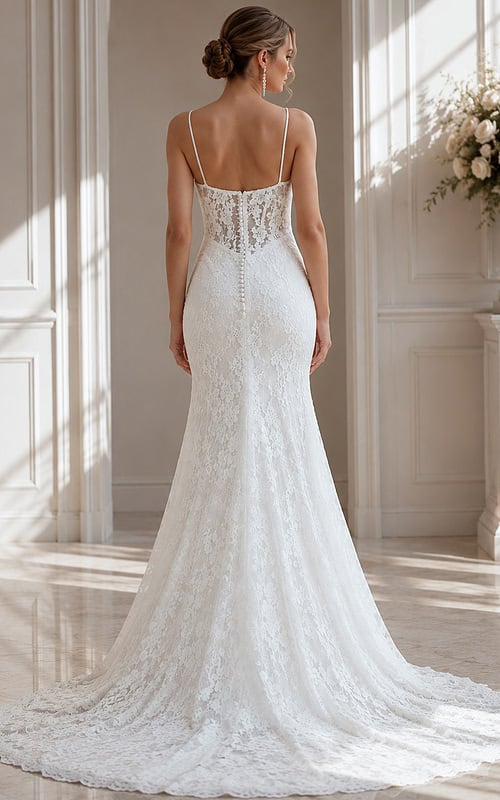 Delicate Floral Appliqué Wedding Gown