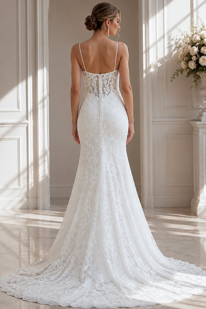 Delicate Floral Appliqué Wedding Gown