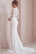long sleeves lace wedding dress JB45767
