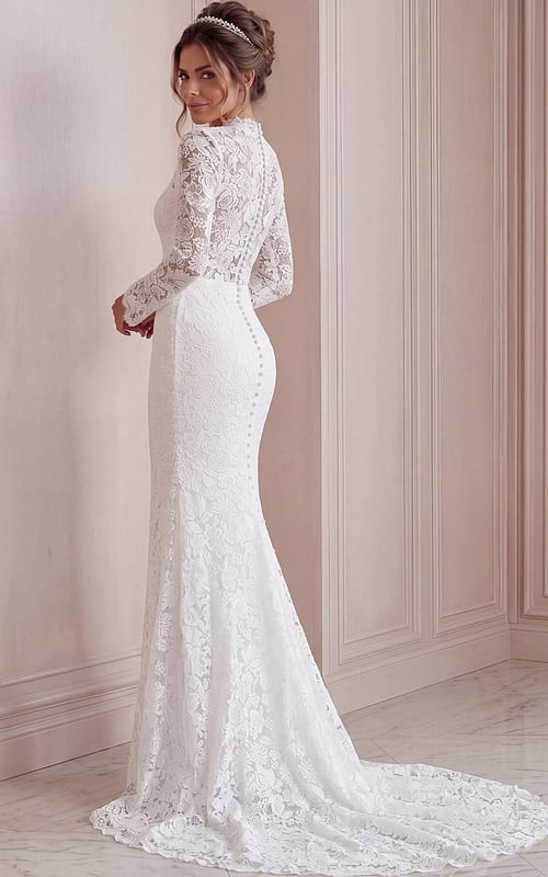 long sleeves lace wedding dress JB45767