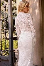 long sleeves lace modest wedding dress JB45767