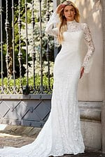 long sleeves lace high neck dress JB45767