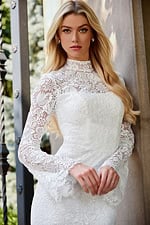 high neck long sleeves lace dress JB45767