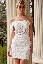 strapless corset bodice white dress JB45769