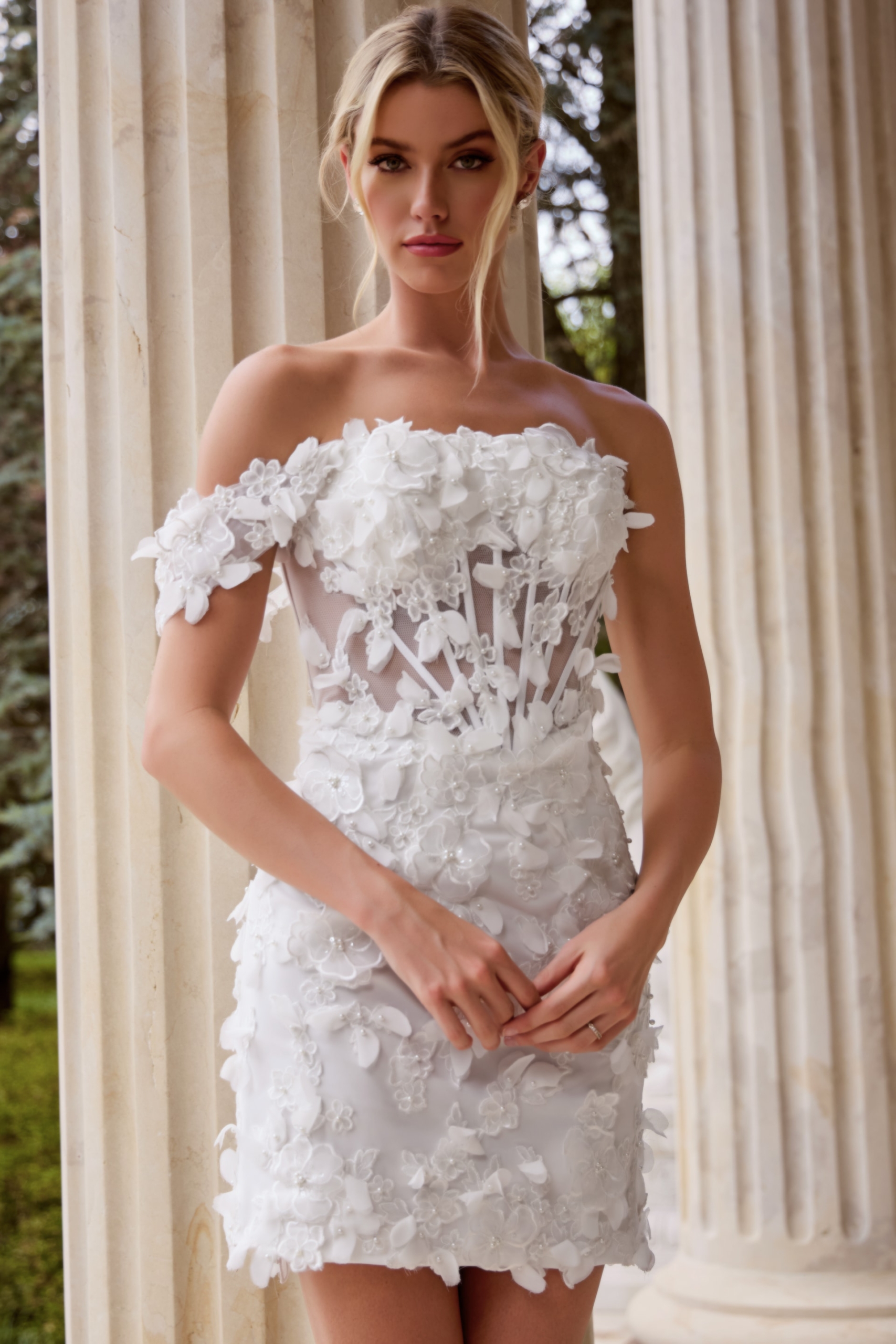 Off White Bridal Dress With 3D Floral Appliqué JB45769 | Jovani