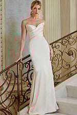 pleated v neckline dress JB45837