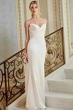 strapless ivory crepe dress JB45837