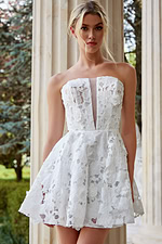 strapless fit and flare short reception dress JB45914
