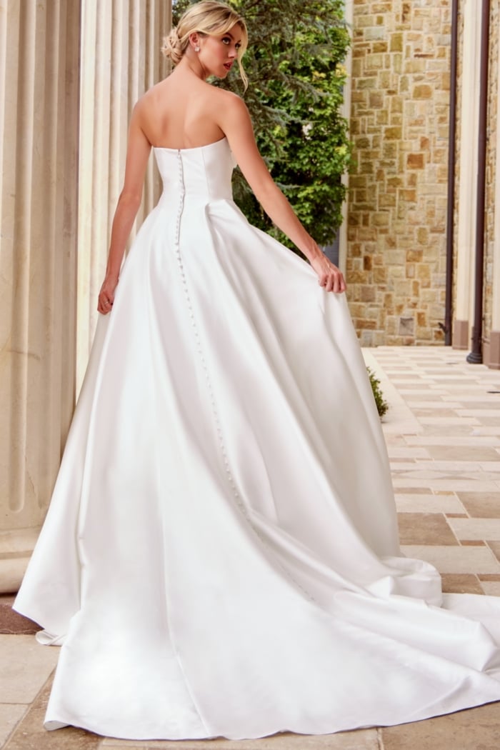 strapless a line wedding dress with back button JB46880