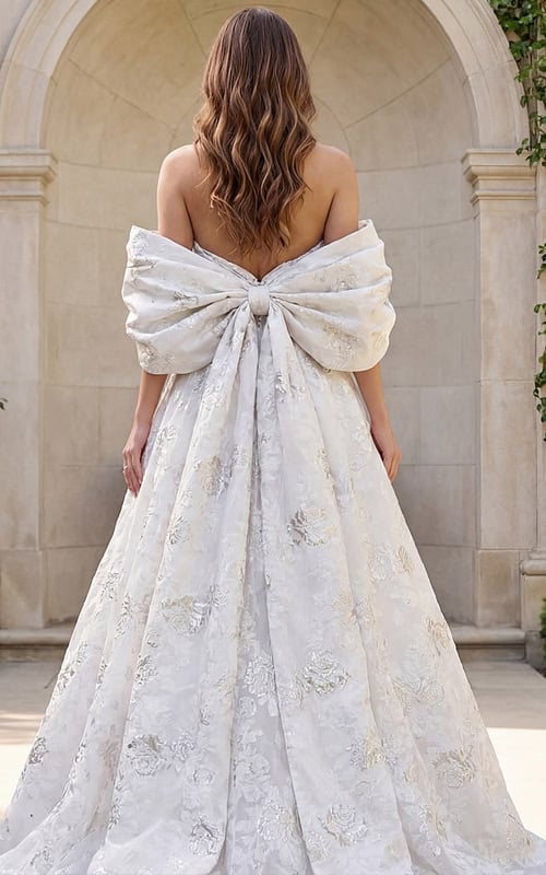 back of bow detail wedding dress JB47701