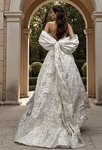 Floral Brocade Ball Gown With Dramatic Bow Train JB47701 - Image 3