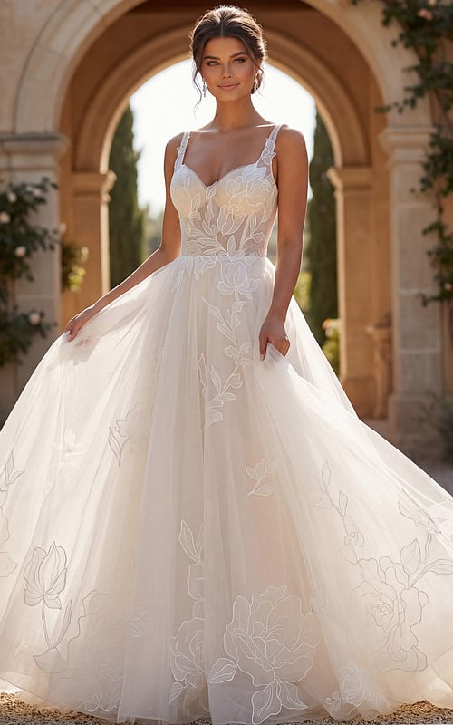 jacquard fit and flare wedding dress La Femme 32955 Dress | La Femme Dresses