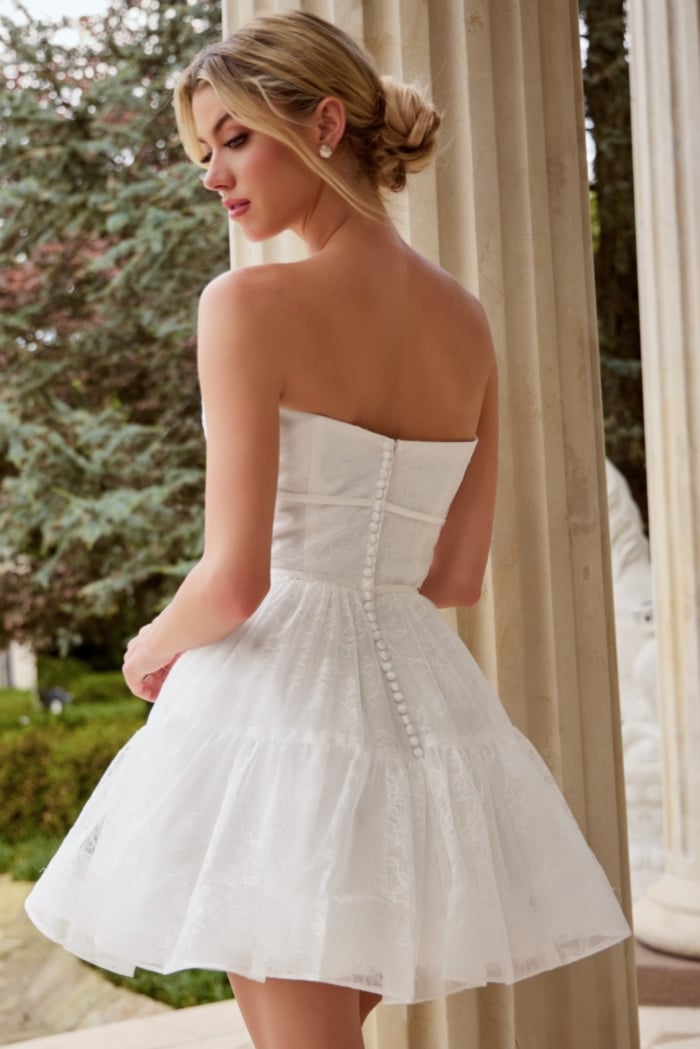 strapless fit and flare short dress JB50282