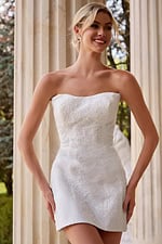 strapless fitted white dress JB50283