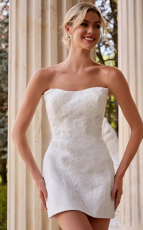 strapless fitted white dress JB50283