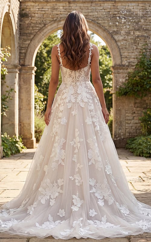 back lace floral ball gown JB99063