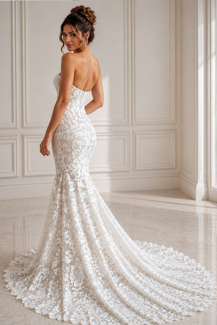 sparkly lace dress Trumpet/Mermaid V Neck Tulle Court Train Wedding Dress with Appliques Lace  Beading Sequins Glitter S3067W - Wedding Dresses