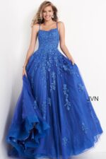 JOVANI SALE フローラル レース ライトブルー ロングドレス Jovani 1012 Plunging Neckline Floral Cream Dress | Jovani