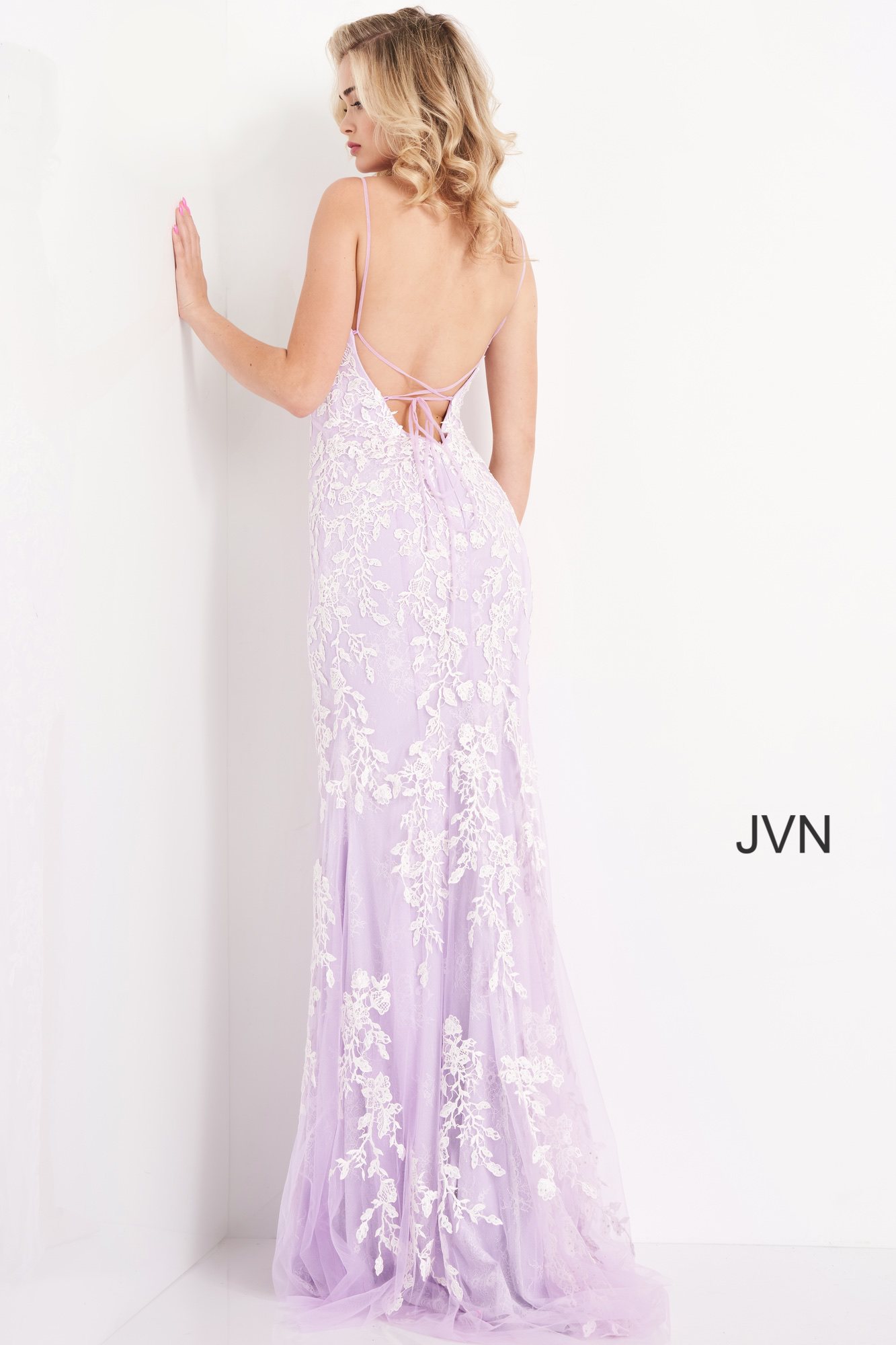 [ロウ クラシック] NEW SEE-THROUGH STITCH DRESS☆☆ Asymmetrical Floral Beaded Gown with High Slit 40160 | Jovani