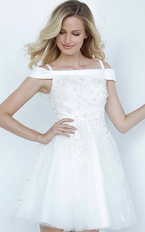 white off the shoulder fit and flare dress K00361