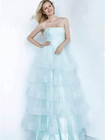 blue strapless teired dress K02442