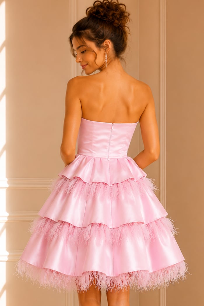 strapless layered satin dress K22326