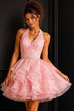 beaded v neckline pink kids dress K52182