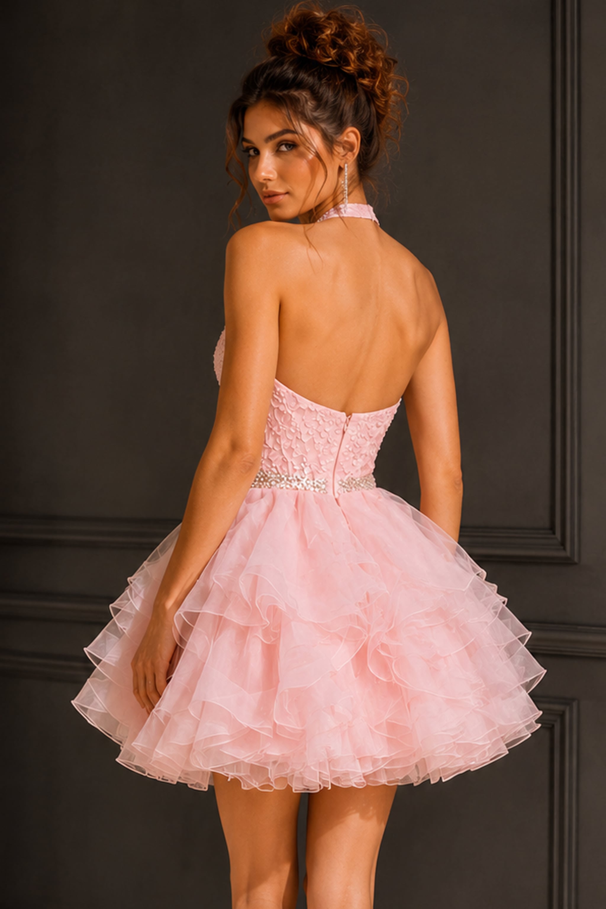 pink formal dress short 27Dress Pink Short A-line Sweetheart Tulle Beading Formal Prom Dresses –  27dress