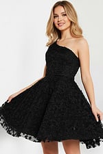 black girls dress with one shoulder neckline K23516