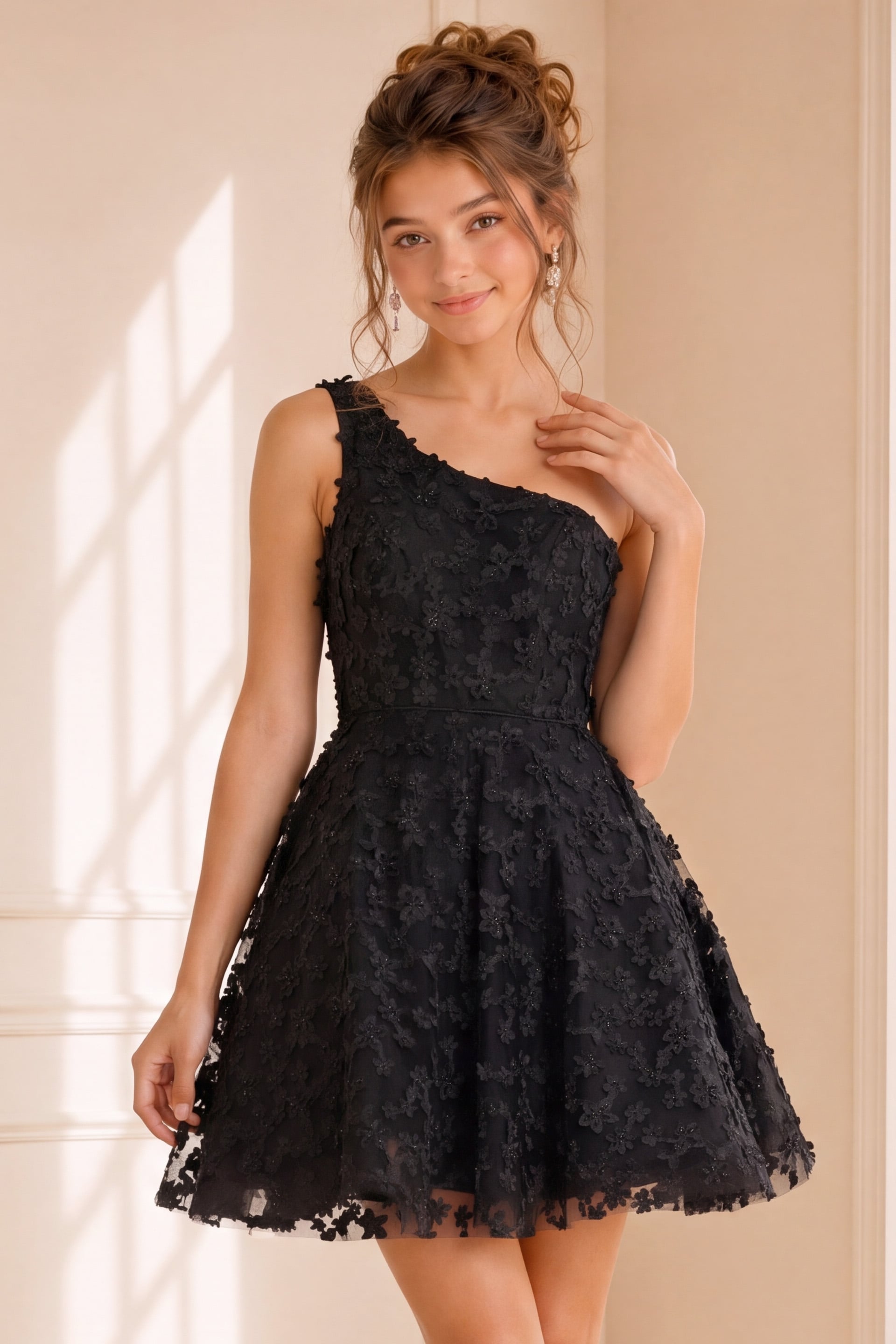Black One Shoulder Fit and Flare Dress K23516 | Jovani Black One Shoulder Fit and Flare Dress K23516 | Jovani