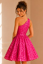 one shoulder fit and flare pink dress K23682