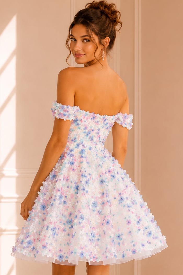 off the shoulder fit and flare floral dress K26293