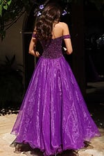 purple off the shoulder fit and flare dress K38283