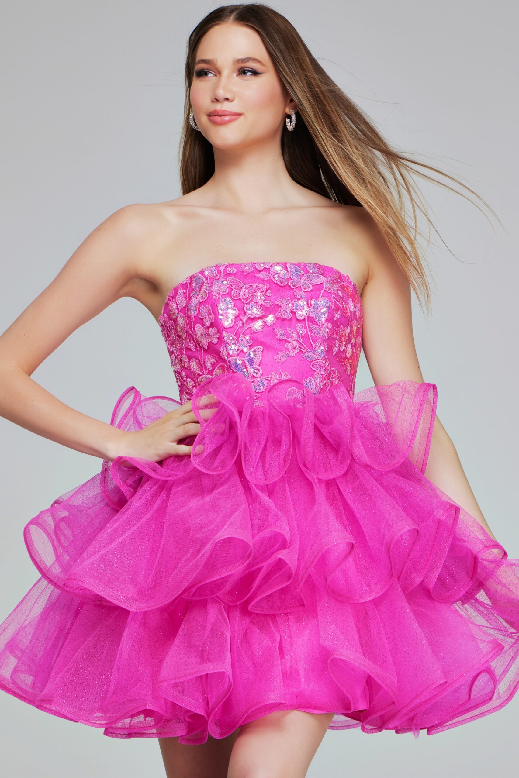 関税送料込Moschino Ruffle Mini Dress Katja Sequin Ruffle Mini Dress | Tadashi Shoji