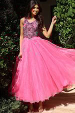 embellished corset bodice pink dress K39018