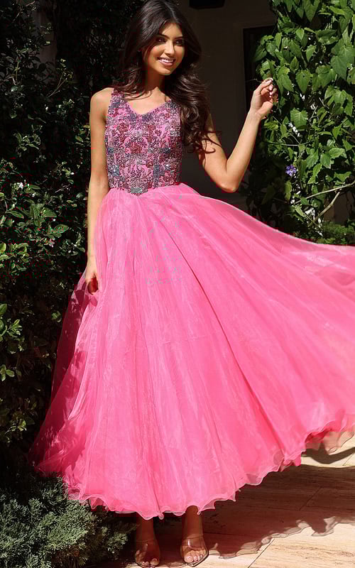 embellished corset bodice pink dress K39018