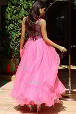 Beaded back bodice with flowing organza skirt