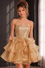 Turquoise Strapless Ruffle Mini Dress K39312 - Image 5