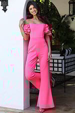 strapless off the shoulder wide leg jumpsuit K45884