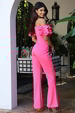 off the shoulder ruffled sleeves jumpsuit K44090