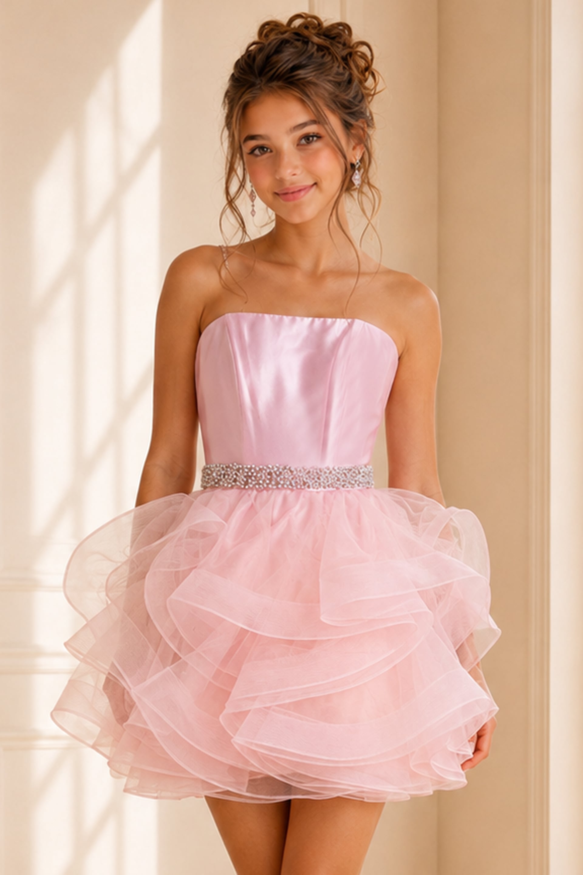 Fit and Flare Strapless Ruffle Mini Dress k44216 | Jovani