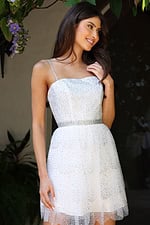 Embellished sleeveless mini dress with beaded waist