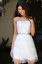 white embellished strapless dress K45723