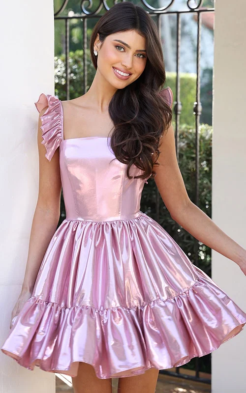 metallic pink fit and flare dress K45724