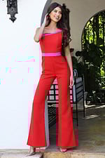 red and pink wide leg jumpsuit K46831