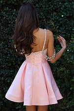 pink fit and flare pleated skirt dress K48024